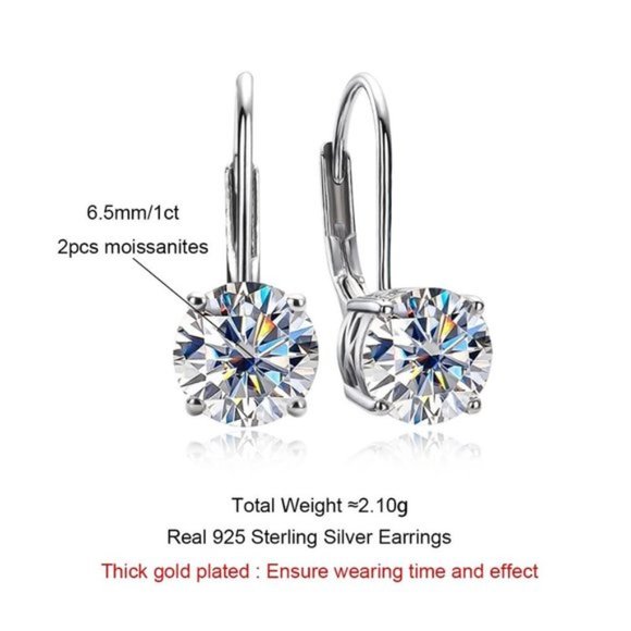 Certified 2ct. t.w. Moissanite Diamond Dangle Drop Earrings NEW - Picture 3 of 10
